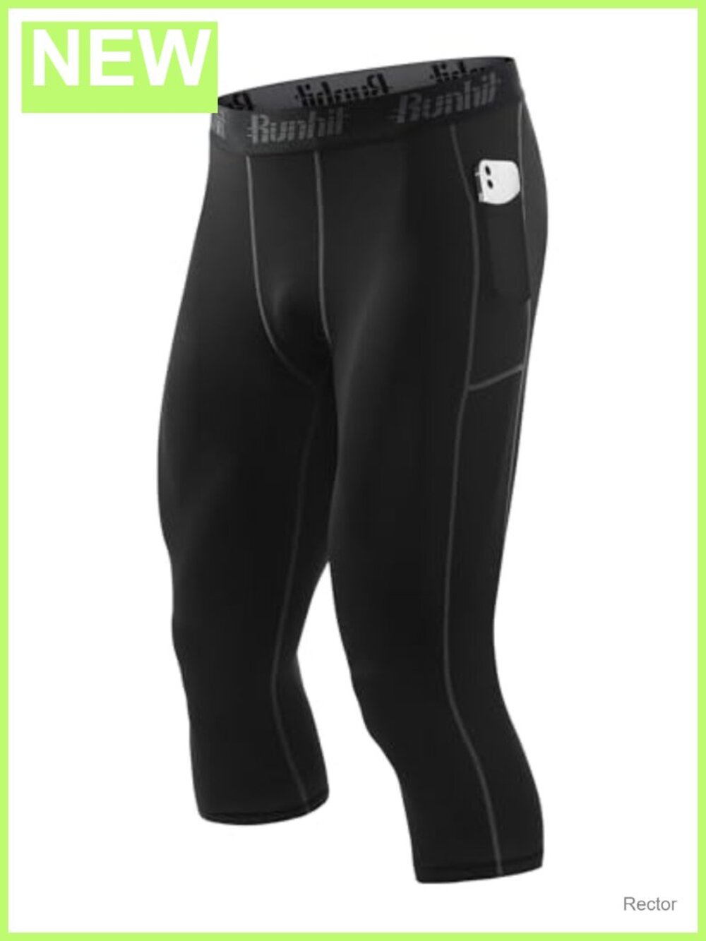 Men's 3/4 Compression Pants with Pockets Athletic Leggings Running Capri Tights